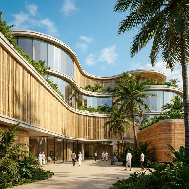 Façade moderne de la clinique à Dakar